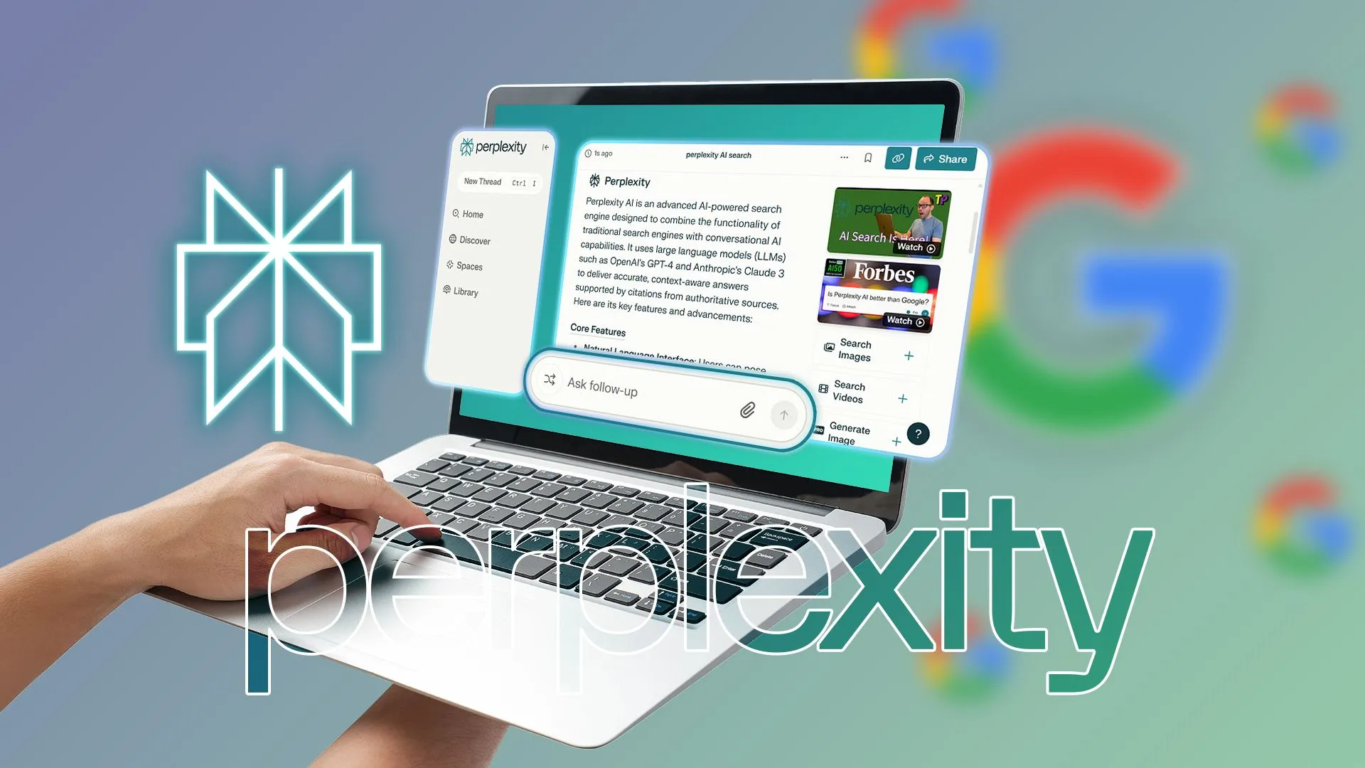 Giao diện Perplexity AI hiển thị trên màn hình laptop