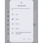 Giao diện tùy chọn thời gian tạm ẩn (snooze) một cuộc trò chuyện trong Google Messages