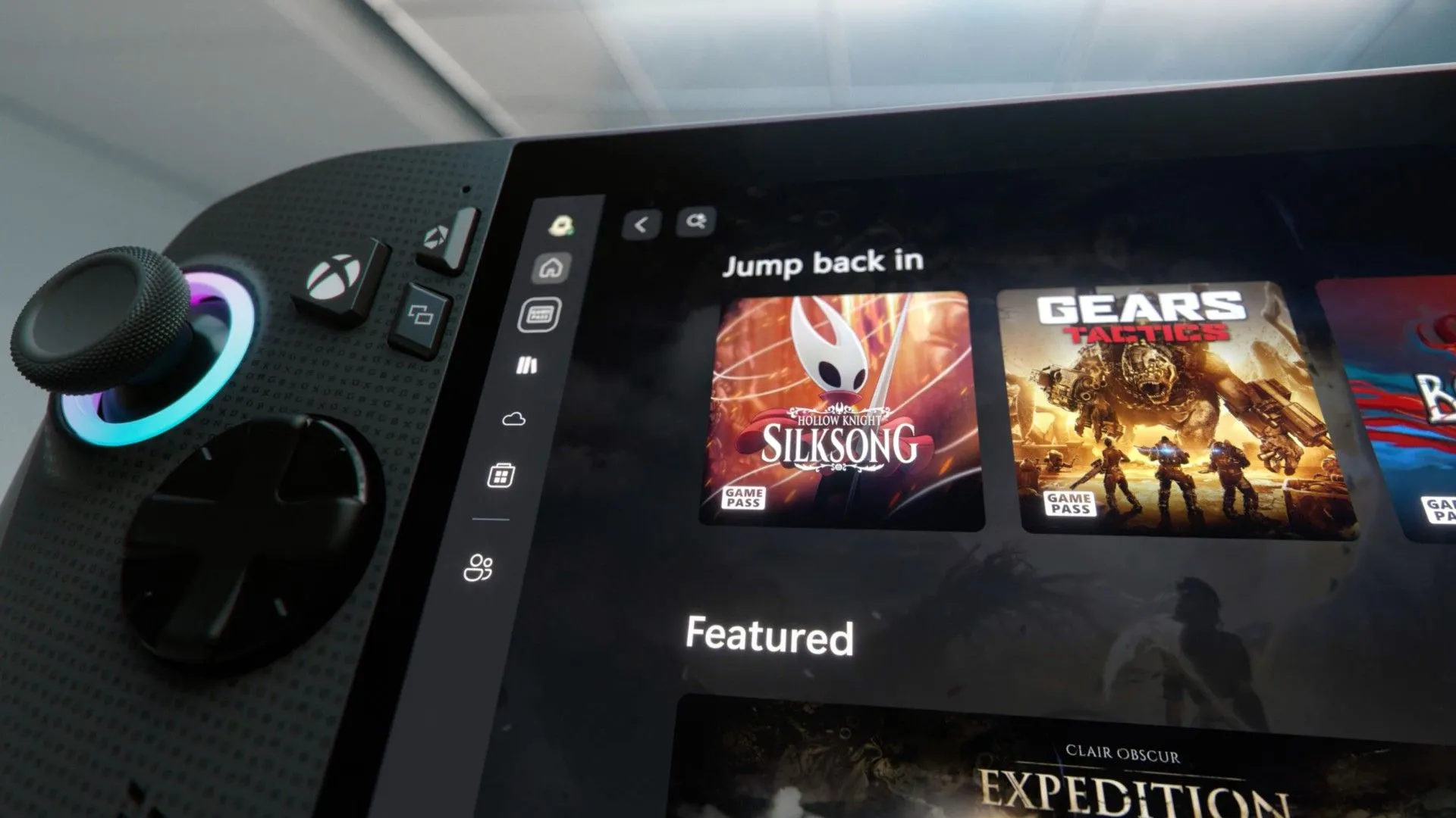 Giao diện Xbox App Dashboard trên Xbox ROG Ally X