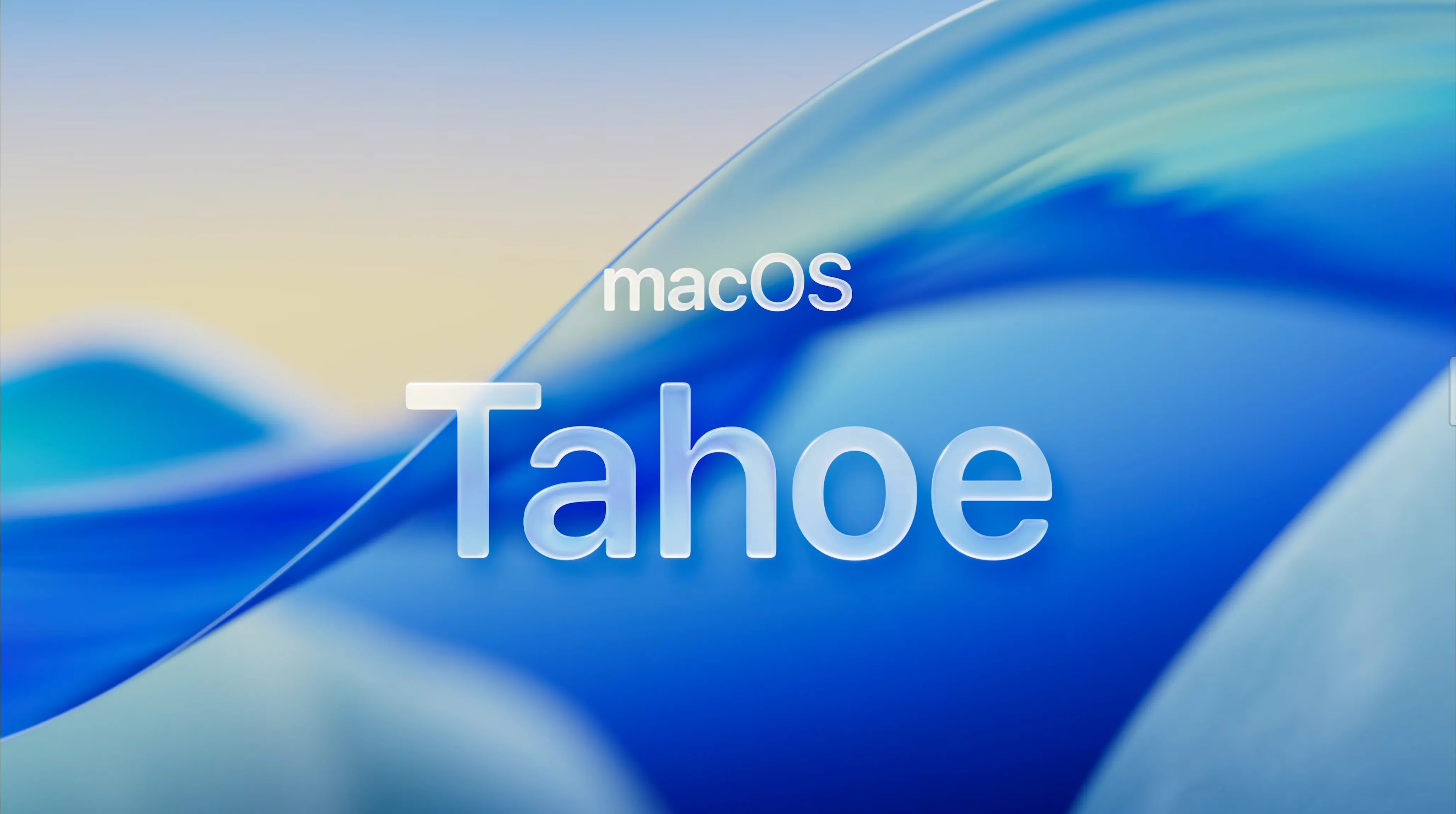 Logo chính thức của macOS 26 Tahoe với hiệu ứng Liquid Glass đặc trưng