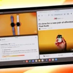 Máy tính bảng Galaxy hiển thị đa nhiệm nhiều ứng dụng trong chế độ cửa sổ