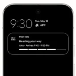 Minh họa tính năng Live Updates hiển thị trạng thái đơn hàng hoặc chuyến xe trực tiếp trên thông báo