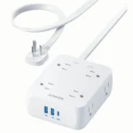 Ổ cắm chia Anker 341 USB màu trắng, nhìn rõ các cổng sạc và ổ cắm AC