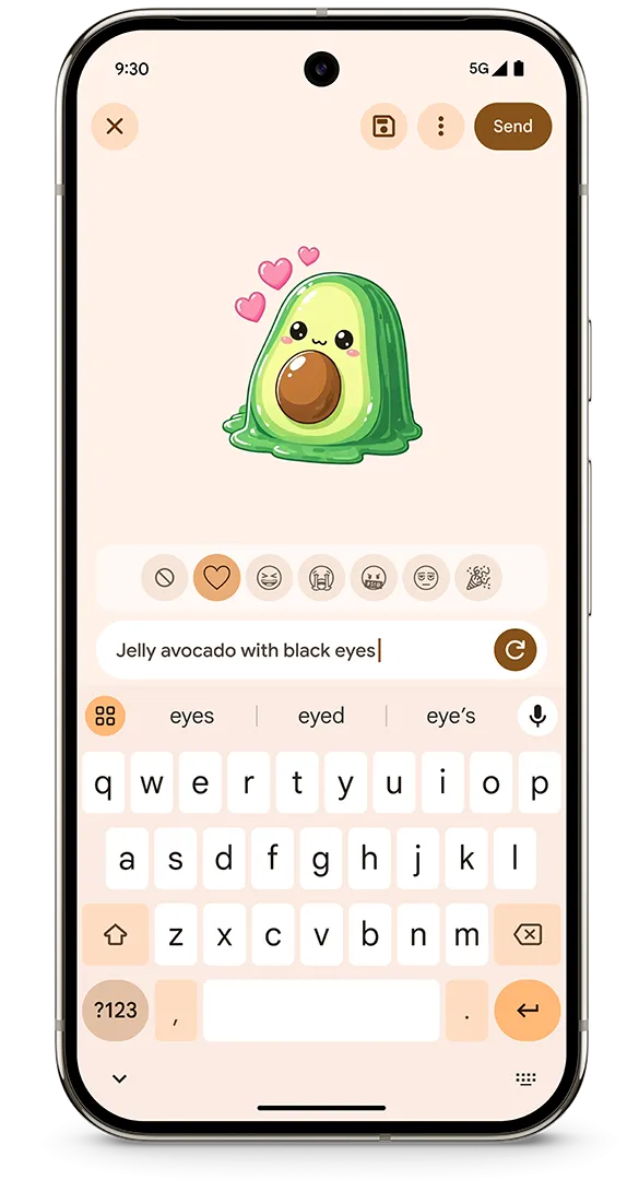 Tạo sticker AI trên Gboard với Pixel Studio trên điện thoại Pixel
