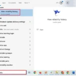 Tìm kiếm 'reliability' trong hộp tìm kiếm Menu Start để mở Công cụ theo dõi độ tin cậy Windows.