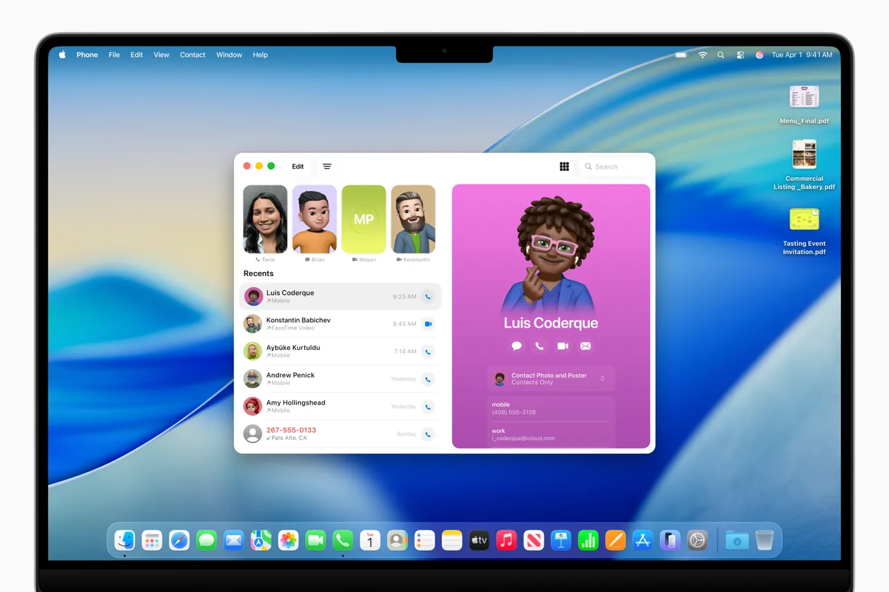Ứng dụng Điện thoại (Phone app) trên macOS Tahoe 26
