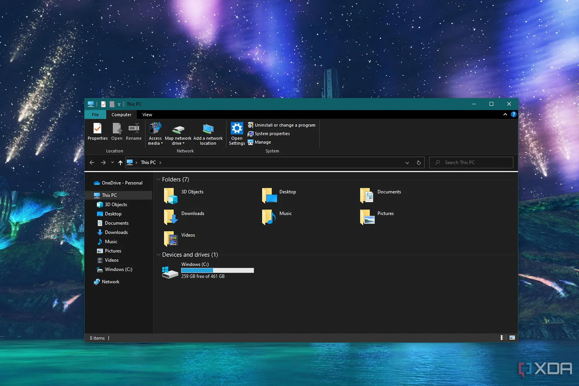 Ảnh chụp File Explorer đã loại bỏ thư mục Truy cập nhanh (Quick Access)