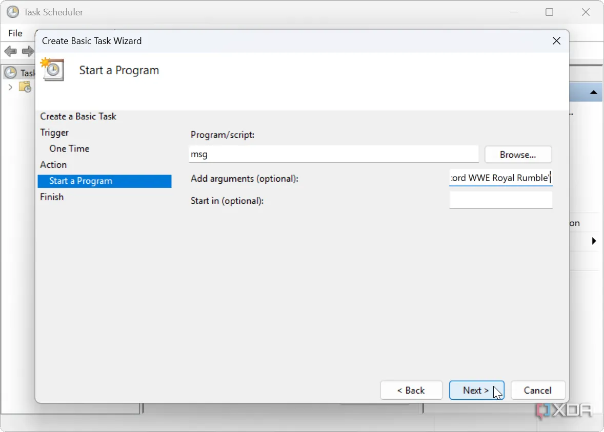 Bước tạo thông báo tùy chỉnh bằng Task Scheduler trong Windows