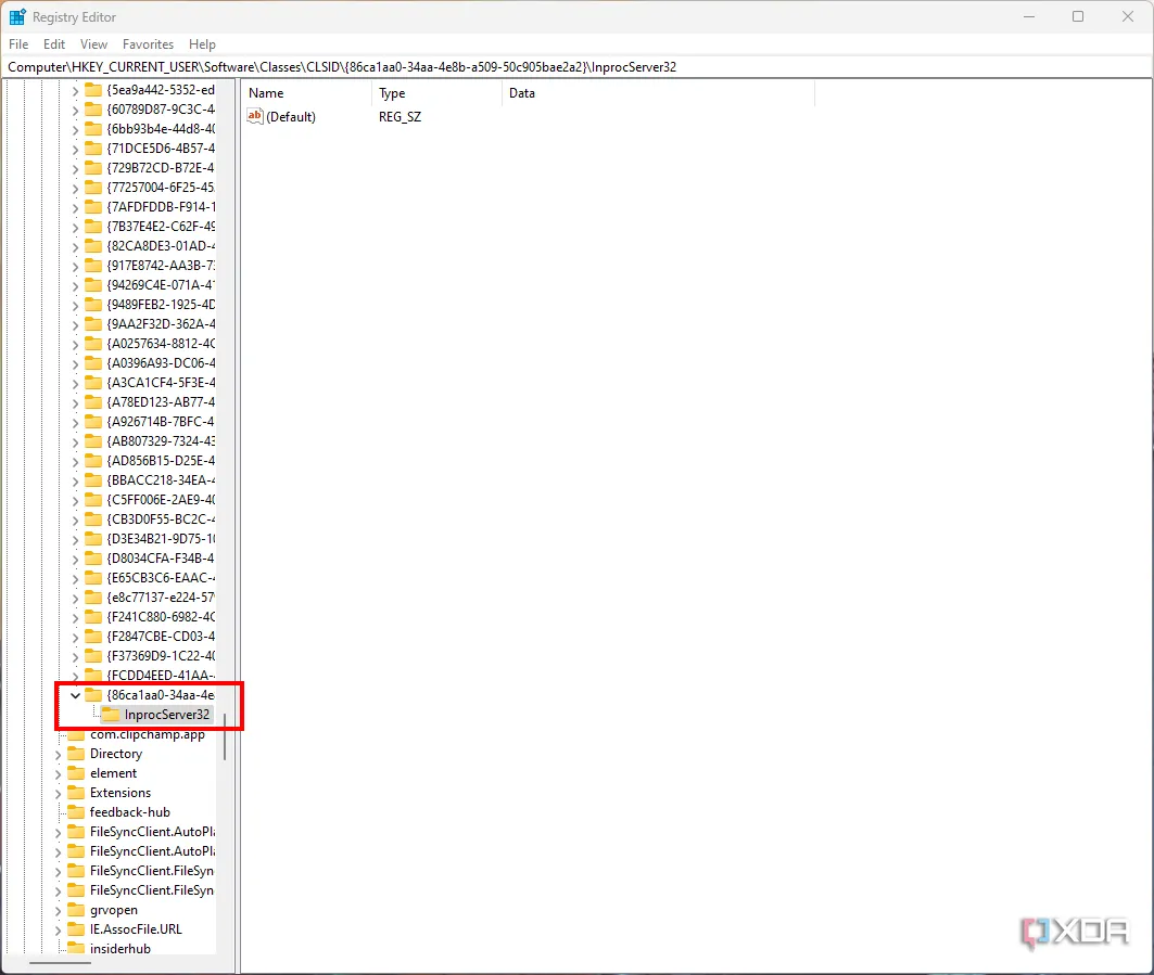 Cấu trúc thư mục khóa Registry cần thiết để kích hoạt menu ngữ cảnh cổ điển trong Windows 11