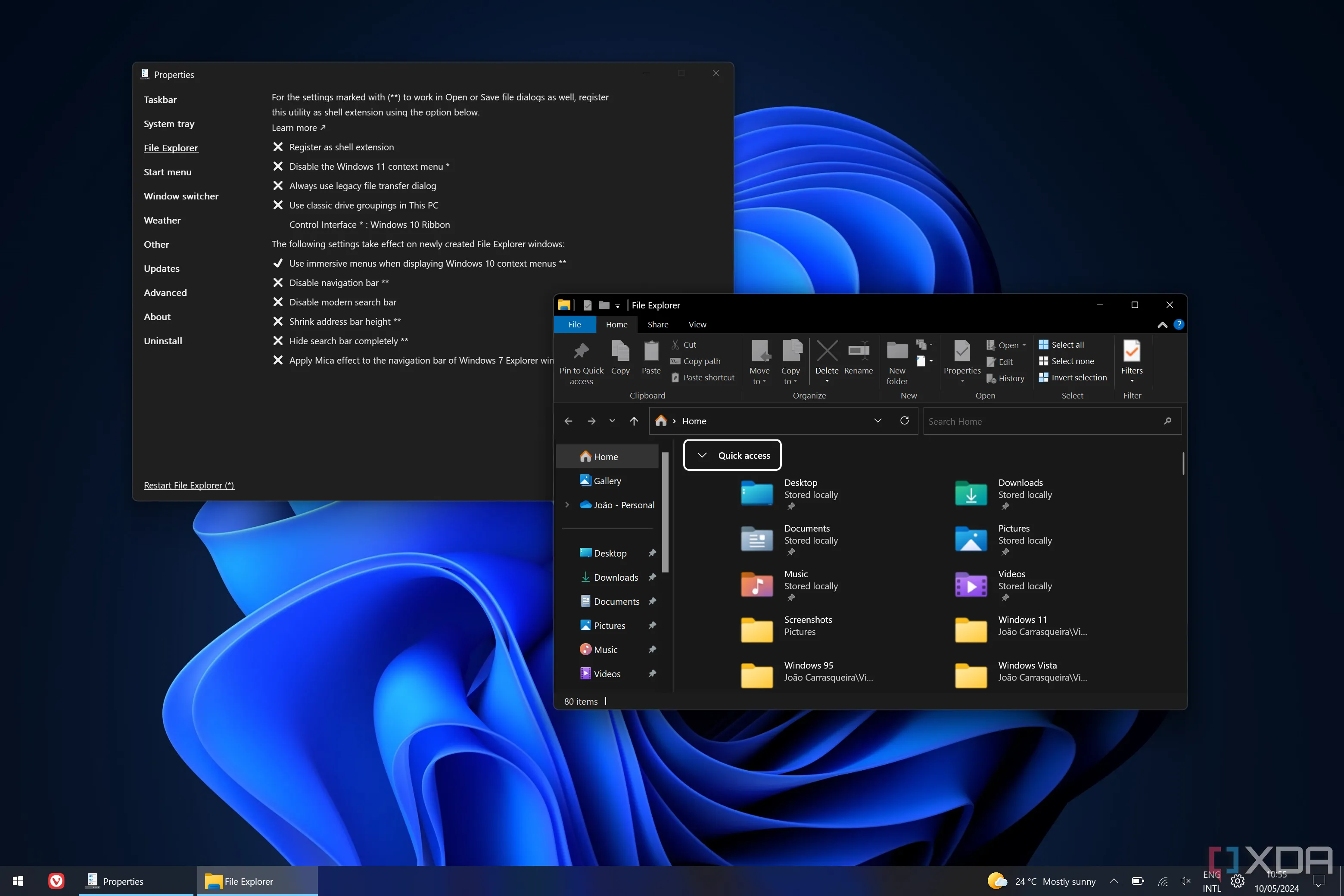 Cửa sổ File Explorer trên Windows 11 với giao diện theo phong cách Windows 10