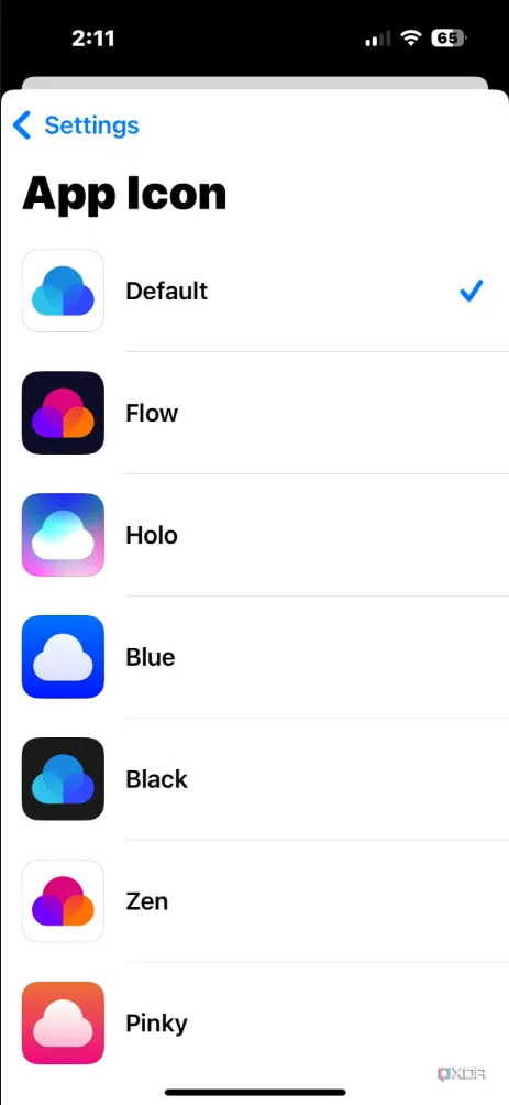 Giao diện chọn biểu tượng tùy chỉnh trong ứng dụng Raindrop.io trên iPhone