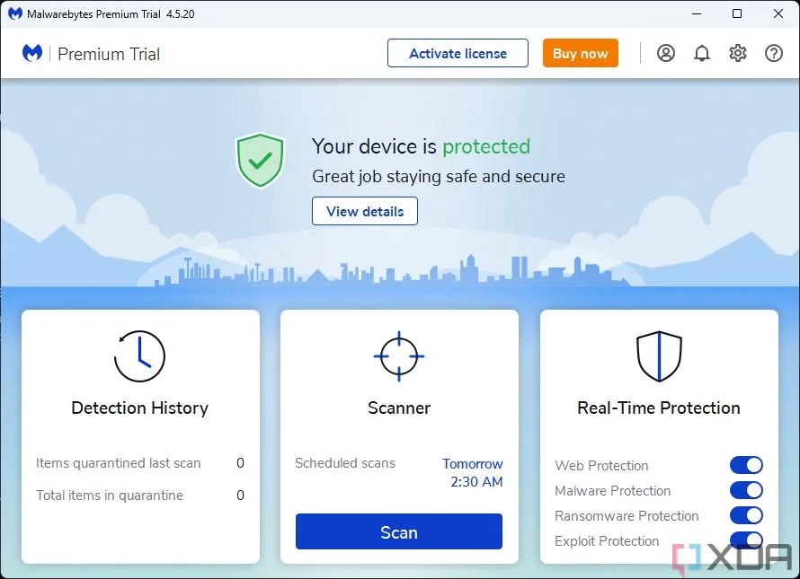 Giao diện trang chủ của MalwareBytes, một phần mềm diệt virus phổ biến
