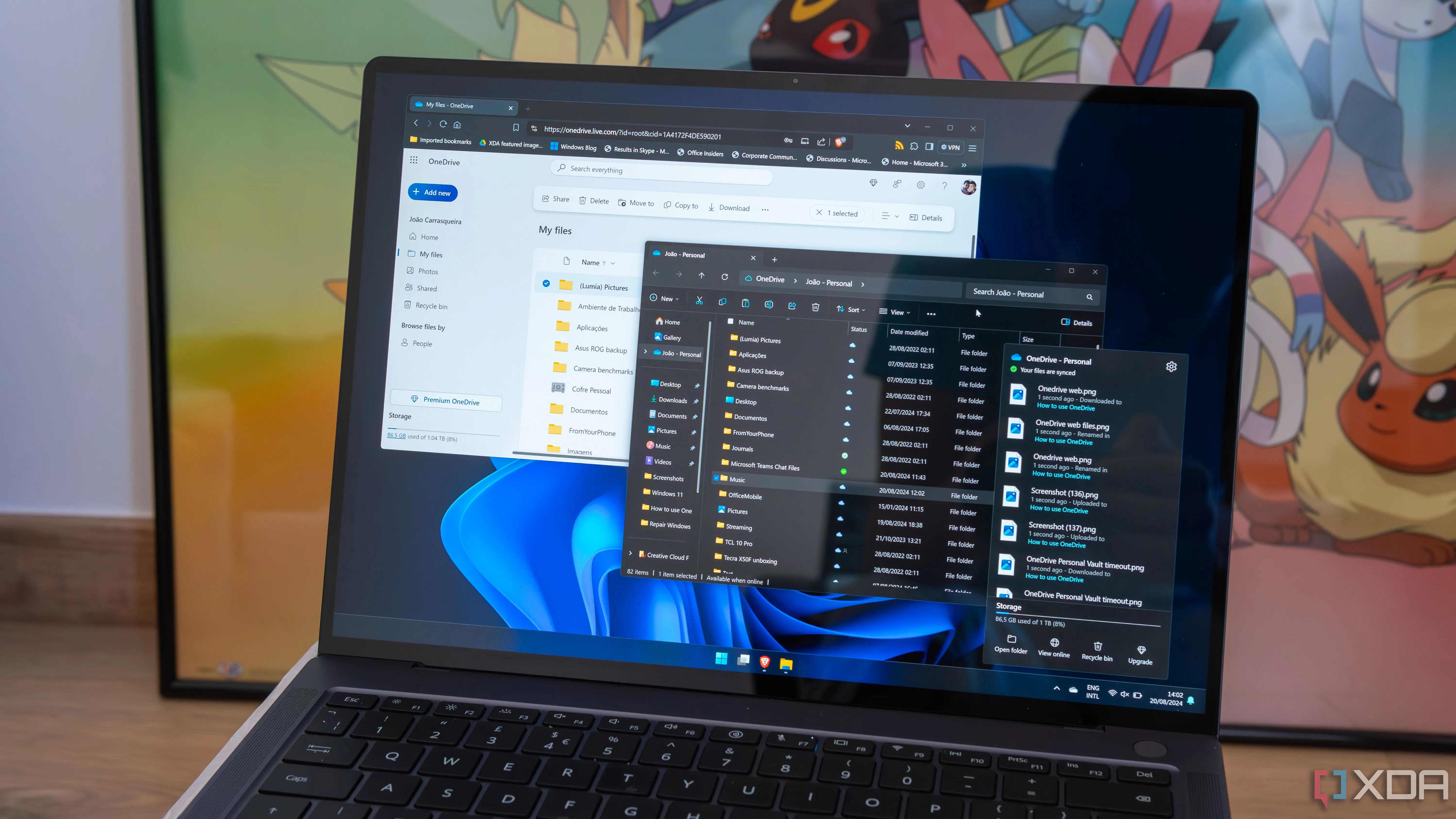 Hình ảnh giao diện OneDrive trên laptop chạy Windows 11, minh họa khả năng lưu trữ đám mây cho các bản sao lưu Registry.