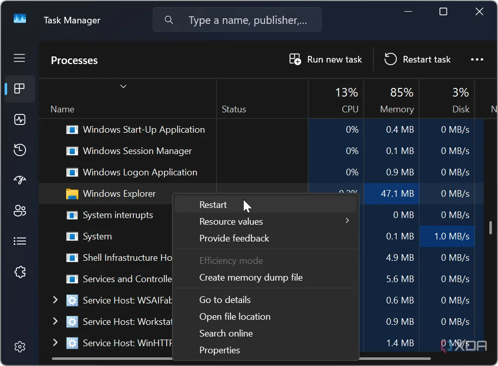 Hướng dẫn khởi động lại File Explorer từ Task Manager trên Windows 11