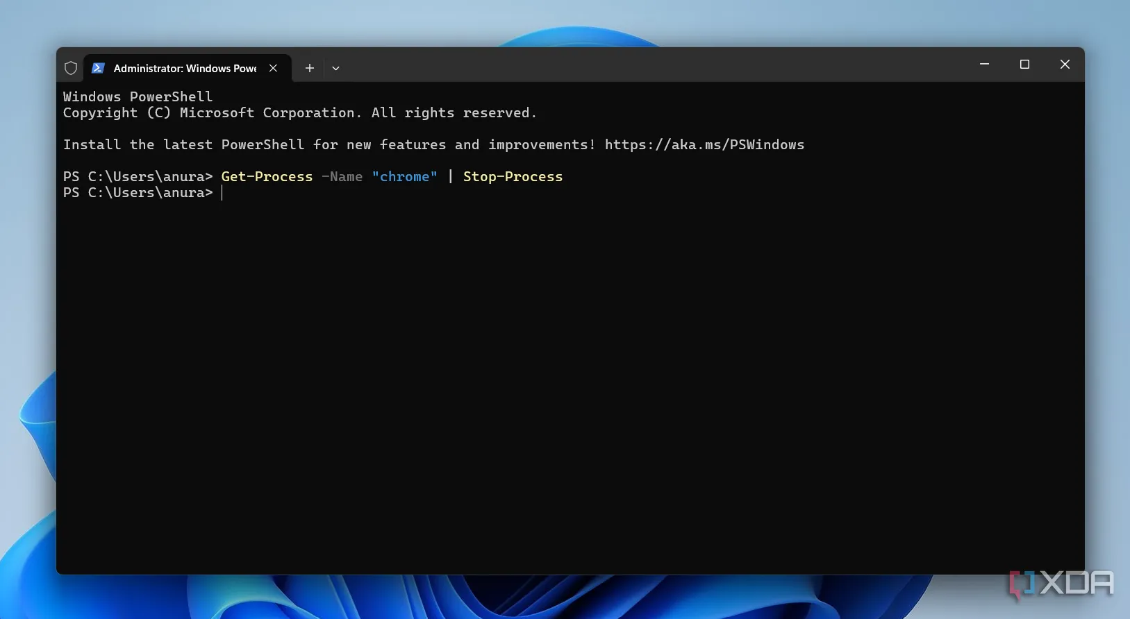 Lệnh Stop-Process trong PowerShell để kết thúc một tiến trình
