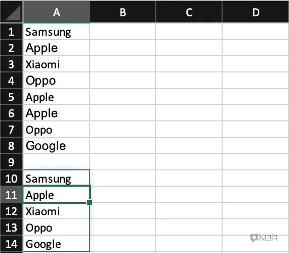 Loại bỏ các giá trị trùng lặp trong dữ liệu Excel bằng hàm UNIQUE