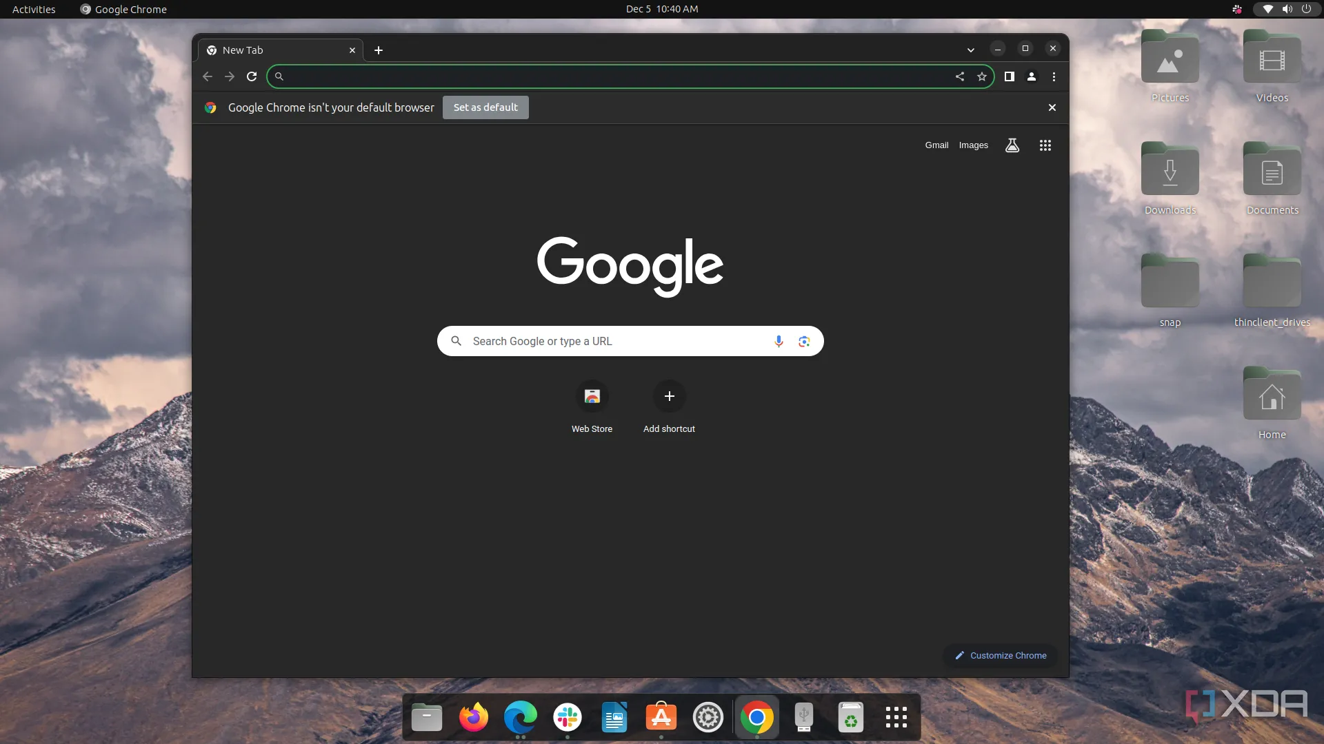 Màn hình Google Chrome trên Ubuntu minh họa tính năng xuất bookmark