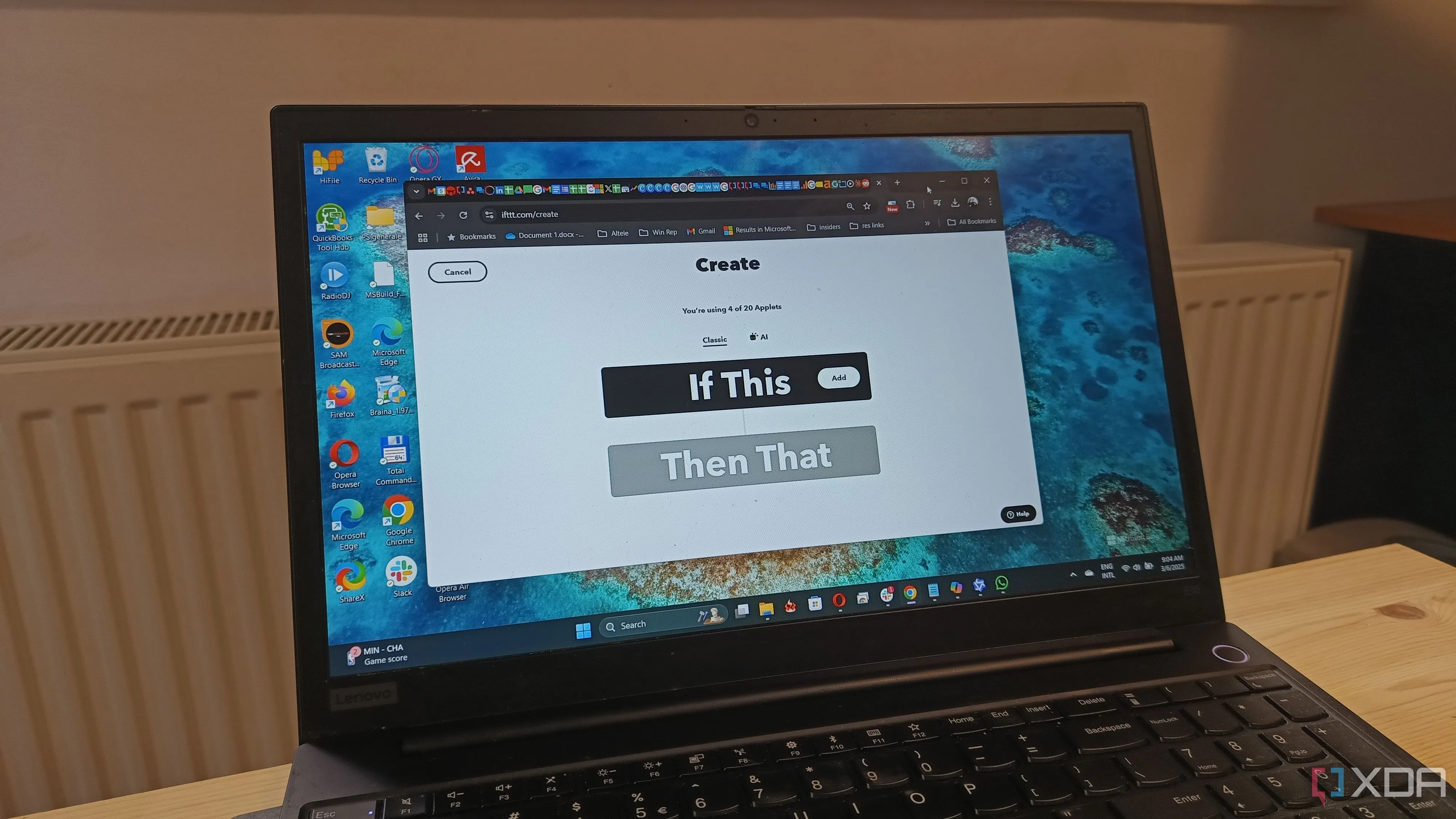 Màn hình laptop hiển thị giao diện tạo tác vụ tự động hóa