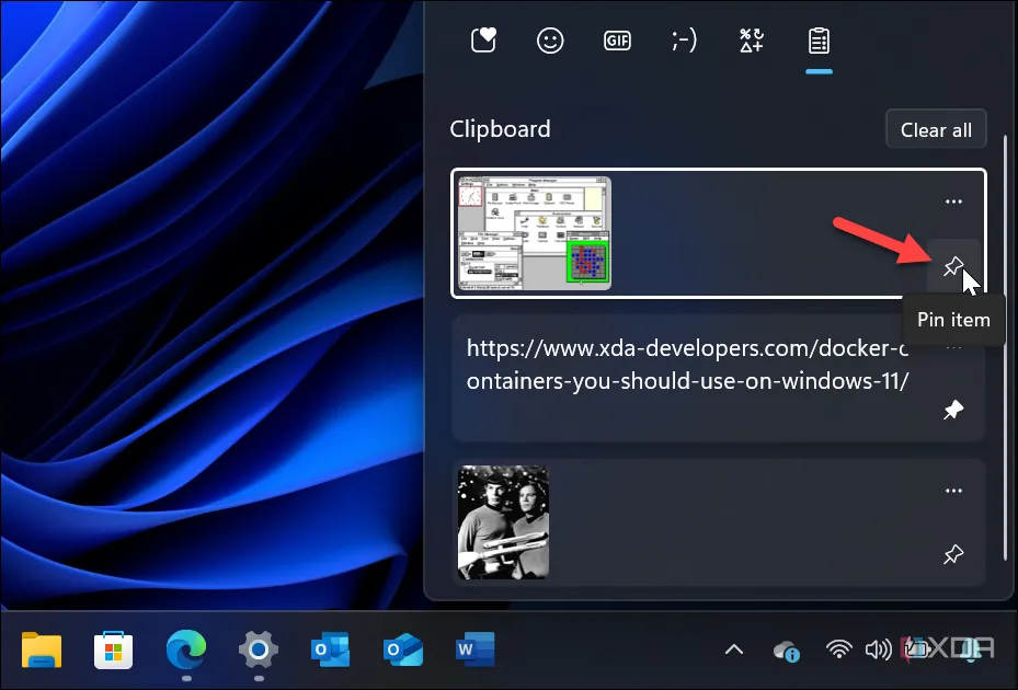 Màn hình Windows hiển thị cách ghim dữ liệu vào Clipboard để sử dụng lại lâu dài.
