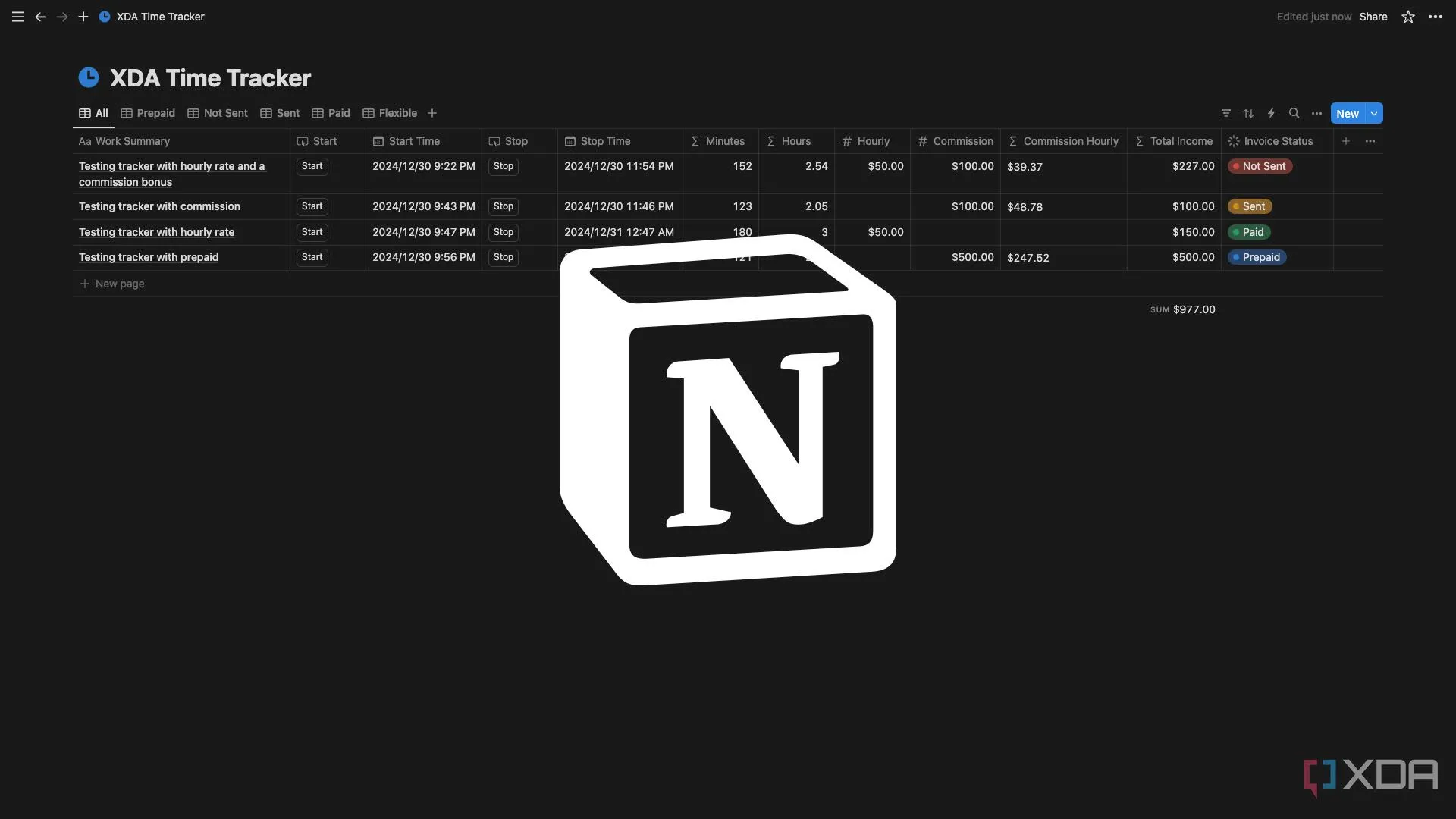 Mẫu template Notion đơn giản dùng để theo dõi thời gian làm việc