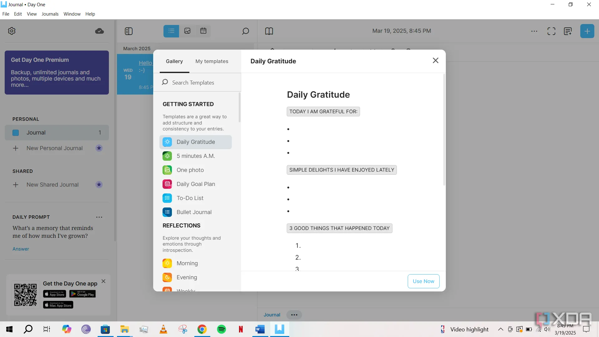 Tính năng quản lý và tìm kiếm nội dung trong ứng dụng Day One trên Windows, tối ưu trải nghiệm người dùng.