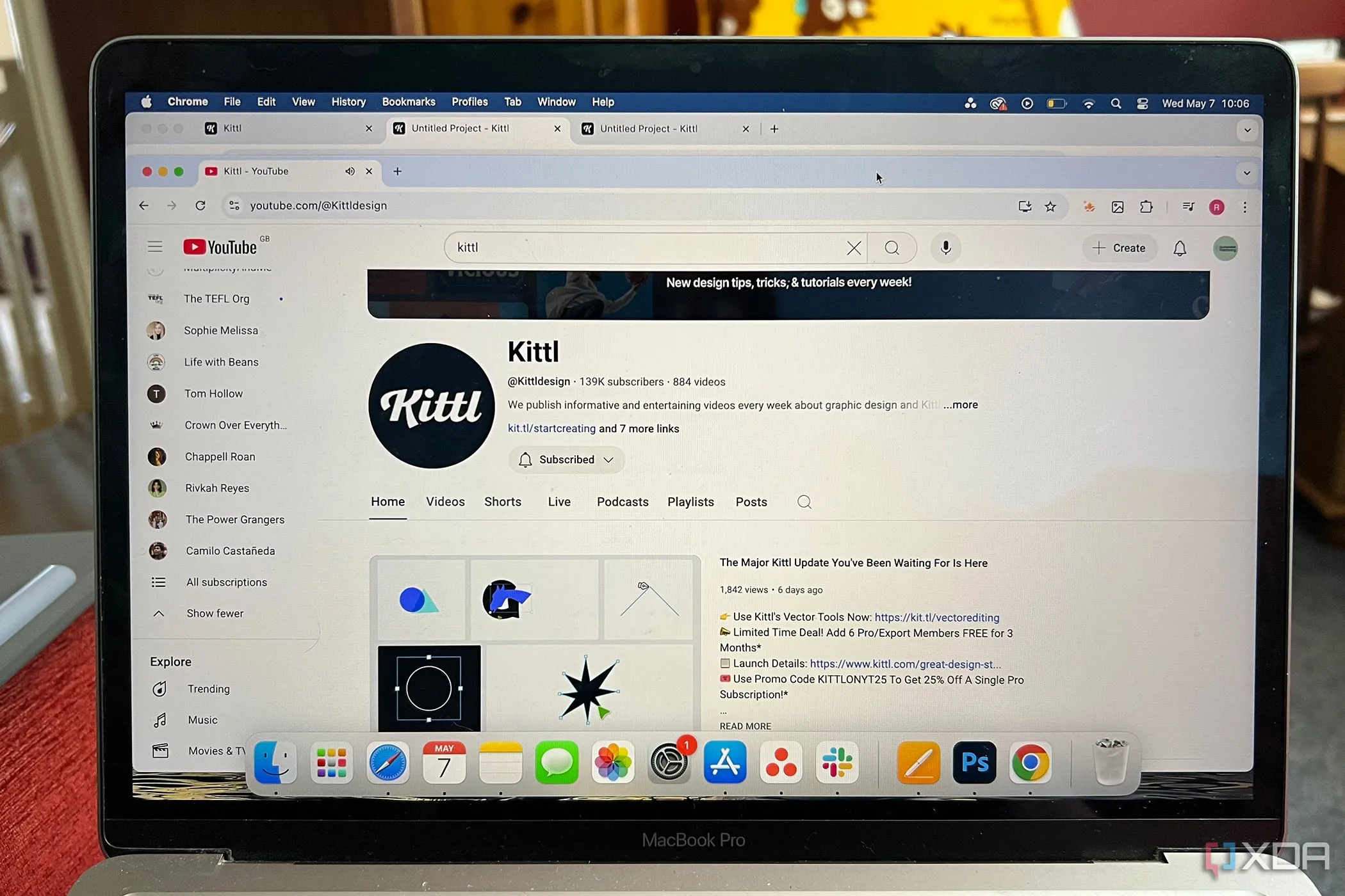 Trang kênh YouTube chính thức của Kittl với các video hướng dẫn và chia sẻ kiến thức thiết kế