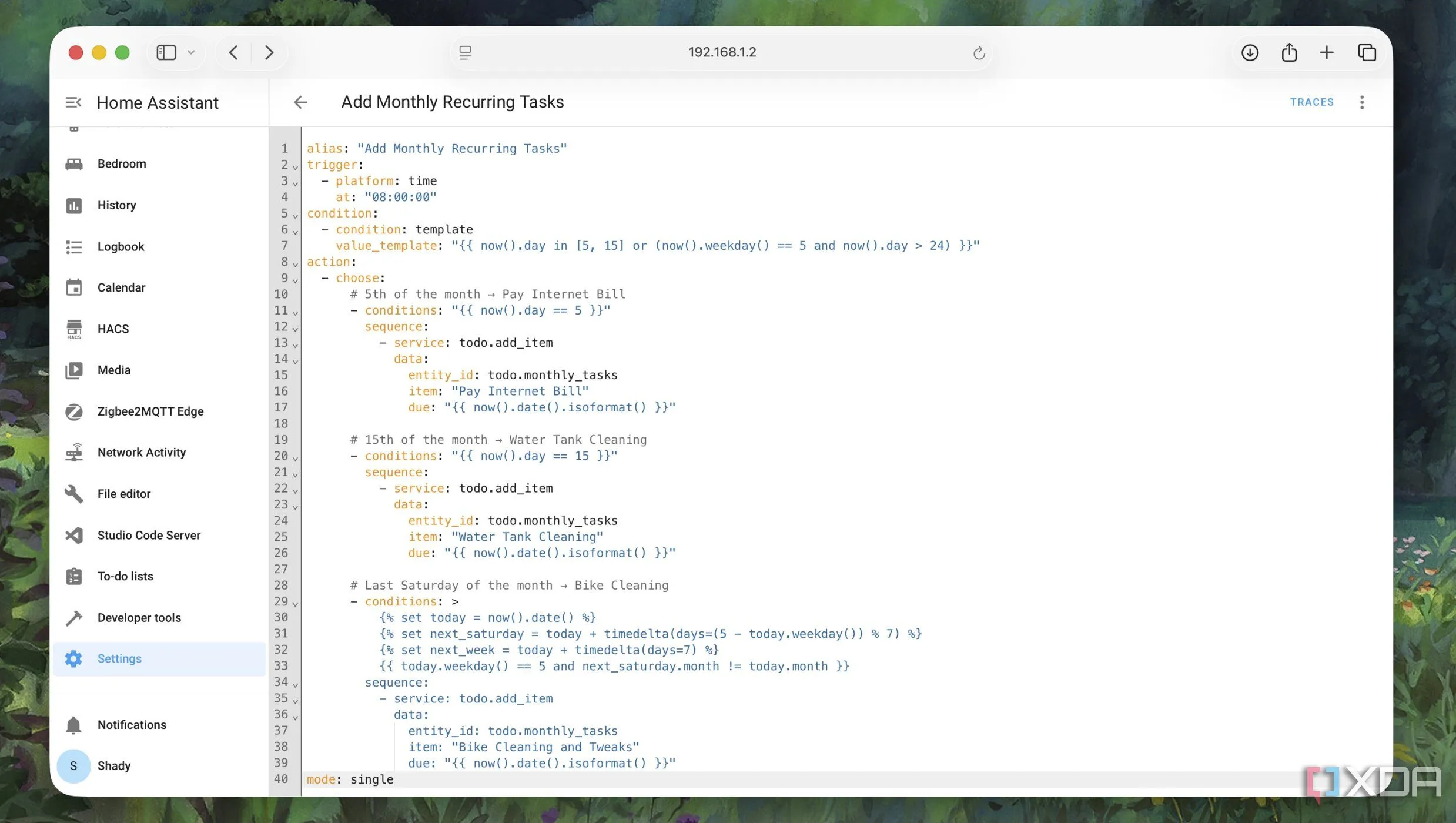 Tự động hóa các tác vụ định kỳ hàng tháng trong Home Assistant