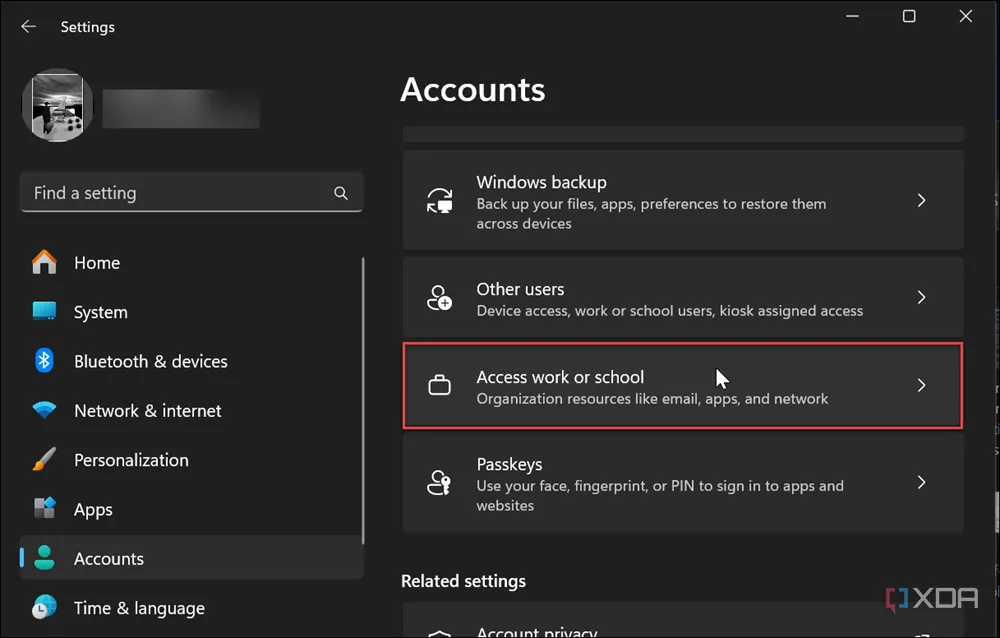 Xóa tài khoản công việc hoặc trường học trên Windows 11 để khắc phục lỗi