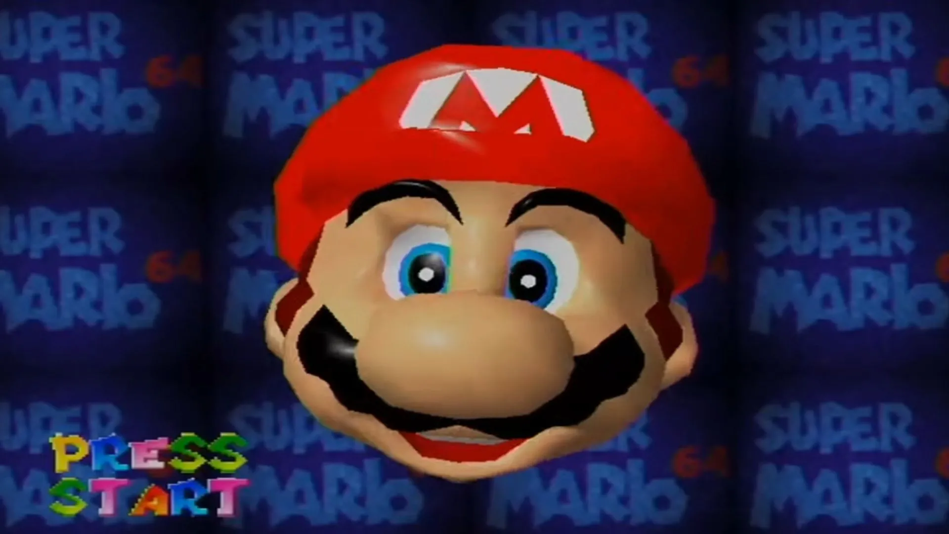 A screenshot of the title screen to Super Mario 64. 