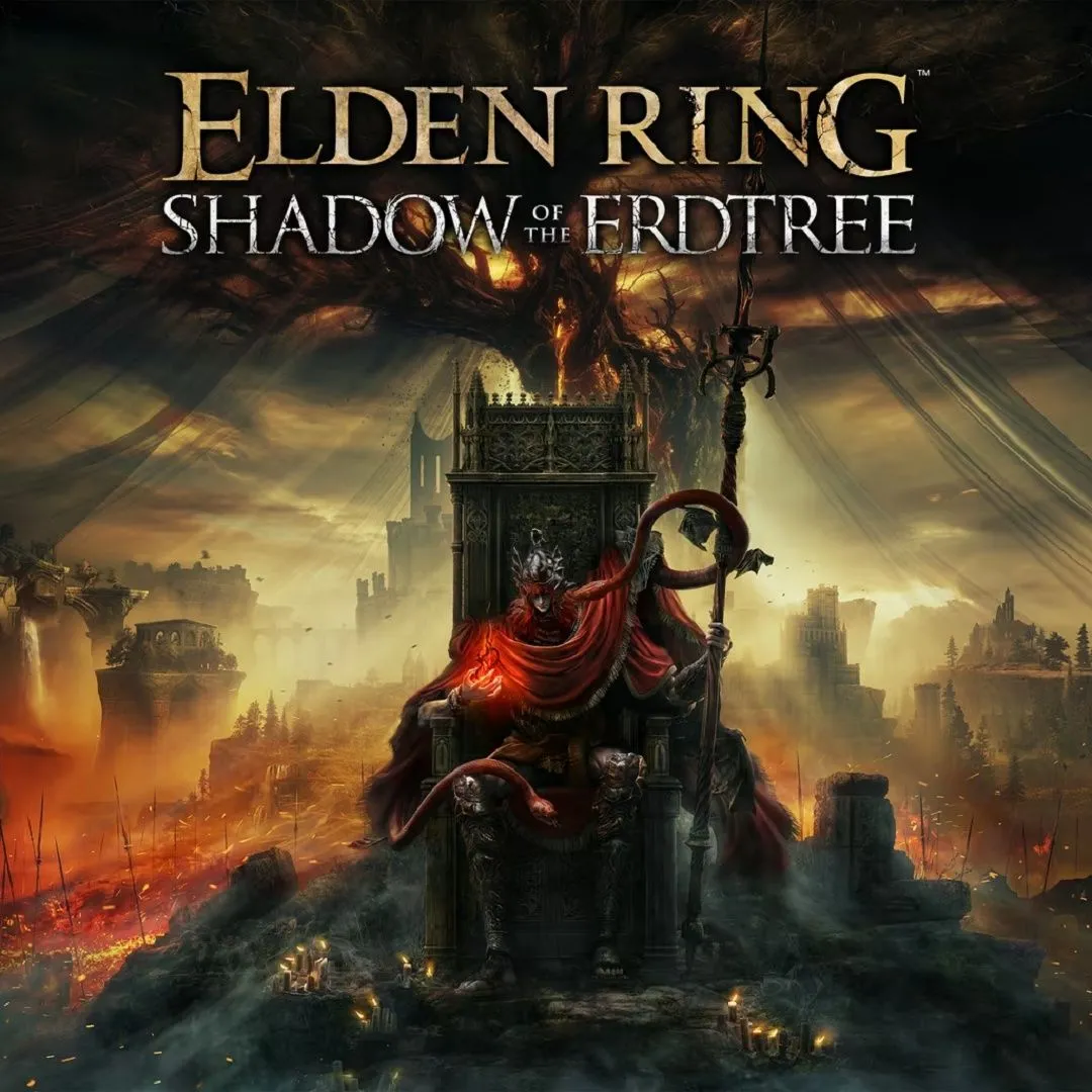 Ảnh bìa của bản mở rộng Elden Ring: Shadow of the Erdtree, giới thiệu các thử thách mới cho người chơi.