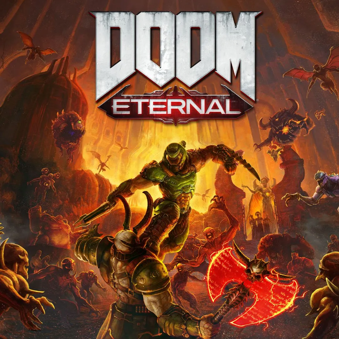 Ảnh bìa game Doom Eternal, phiên bản tiền nhiệm được nhắc đến khi so sánh cơ chế quản lý đạn.