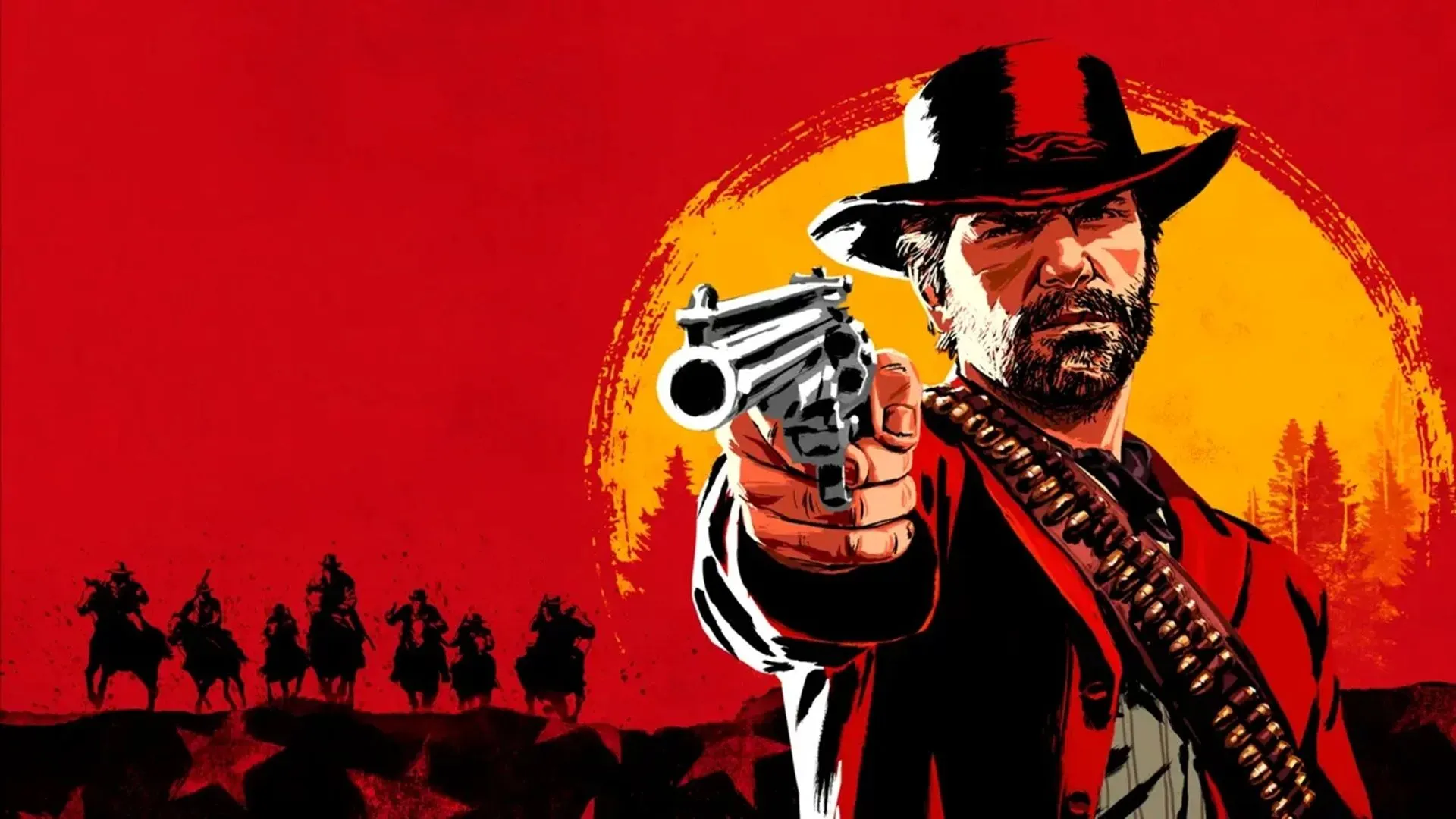Ảnh bìa và hình ảnh quảng bá game Red Dead Redemption 2, một tựa game thế giới mở nổi bật của Rockstar