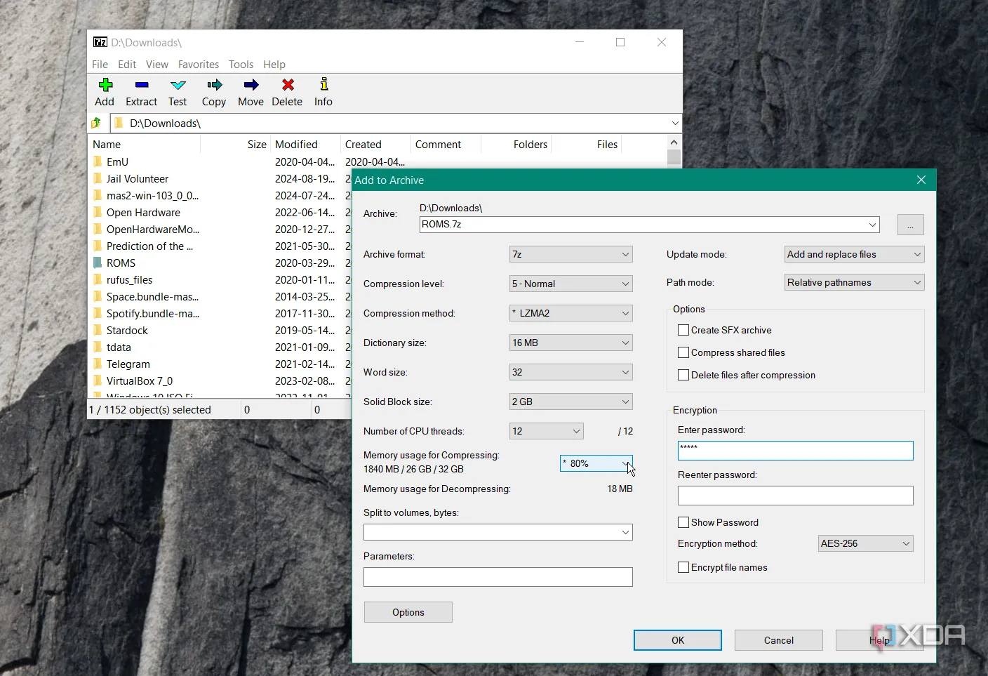 Ảnh chụp màn hình 7-Zip đang hoạt động trên hệ điều hành Windows