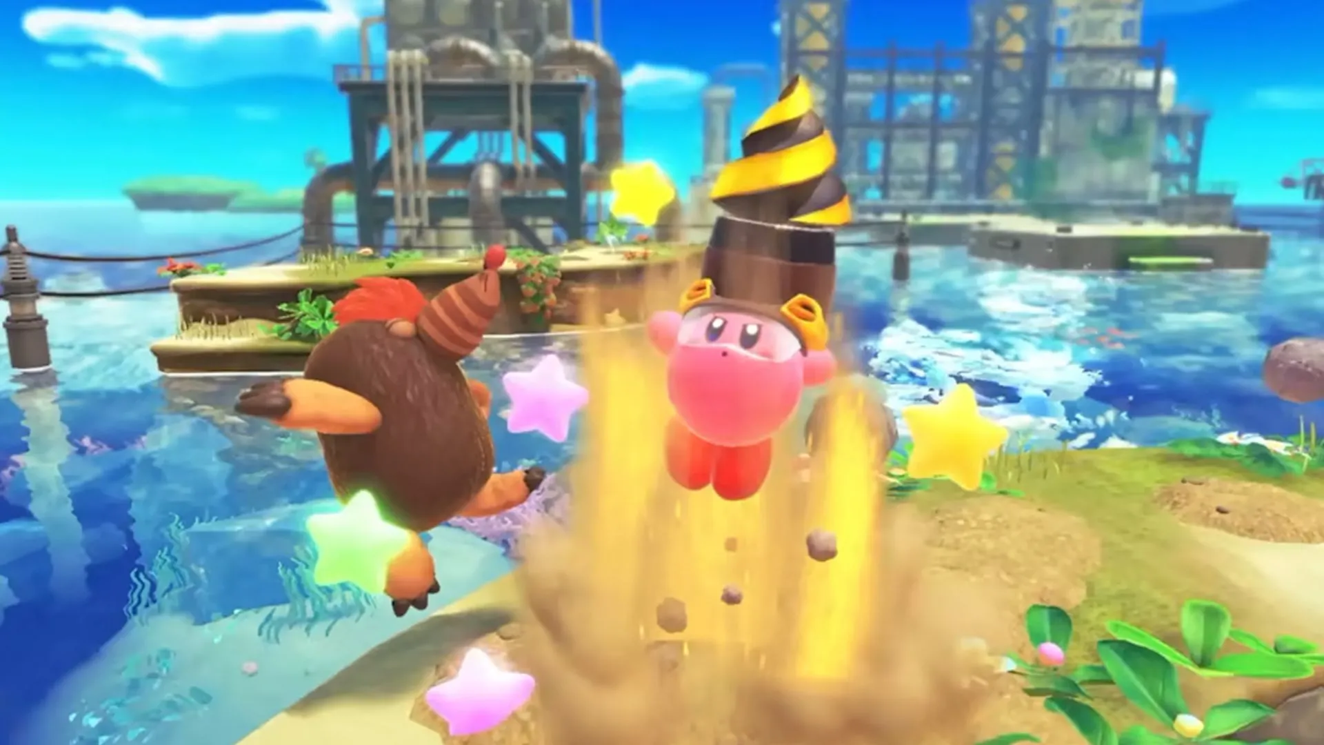 Ảnh chụp màn hình game Kirby and The Forgotten Land trên Nintendo Switch 1, sẽ có phiên bản Switch 2 Edition.