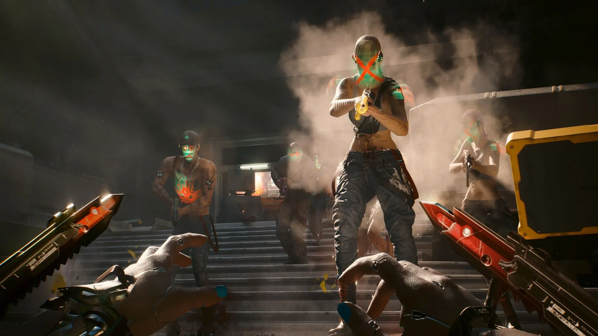 Ảnh chụp màn hình gameplay của Cyberpunk 2077 Phantom Liberty, minh họa đồ họa cao cấp và dung lượng game lớn trên PC.