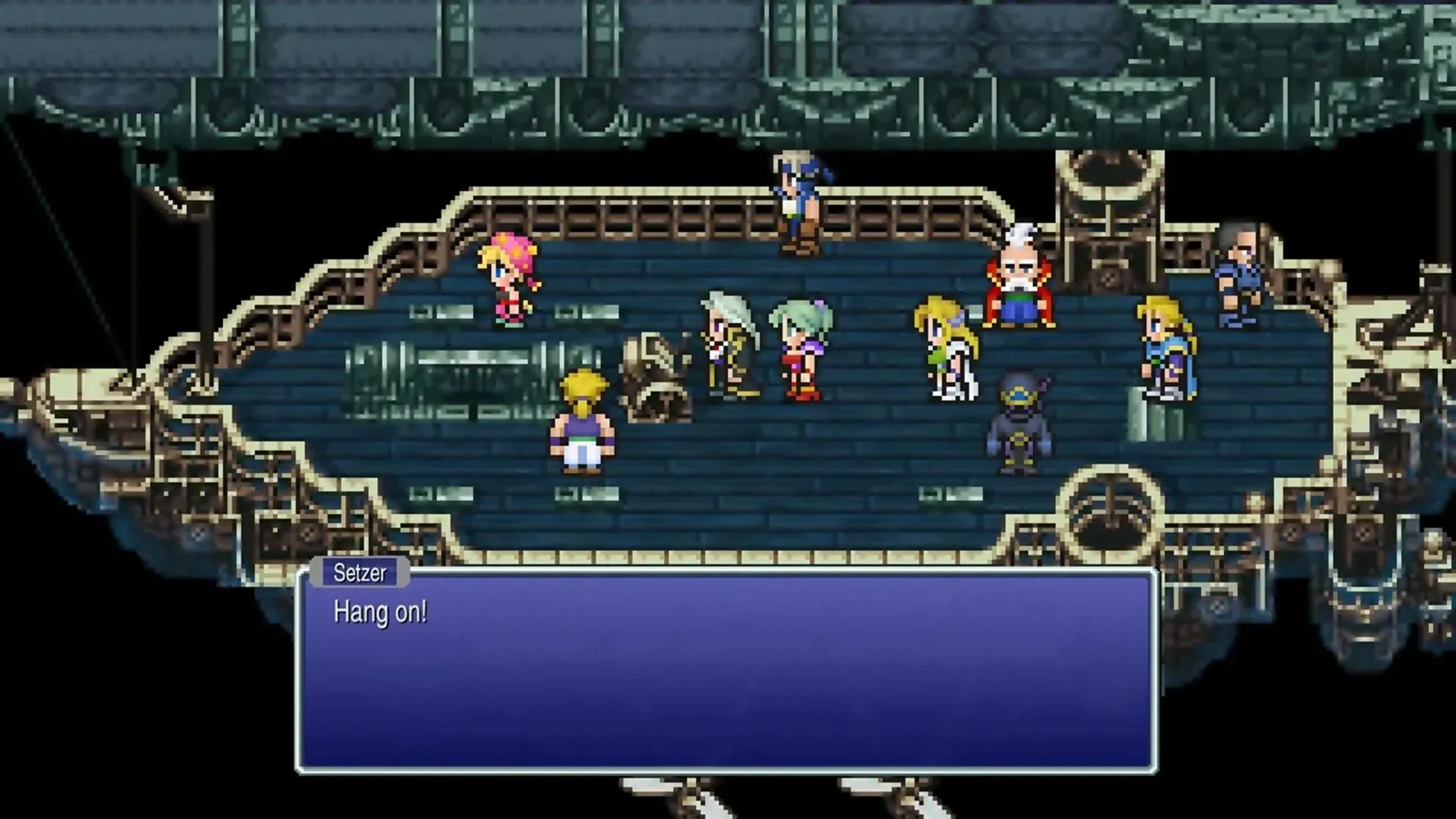 Ảnh chụp màn hình gameplay Final Fantasy VI Pixel Remaster, thể hiện môi trường pixel art độc đáo và nhân vật trong trận chiến