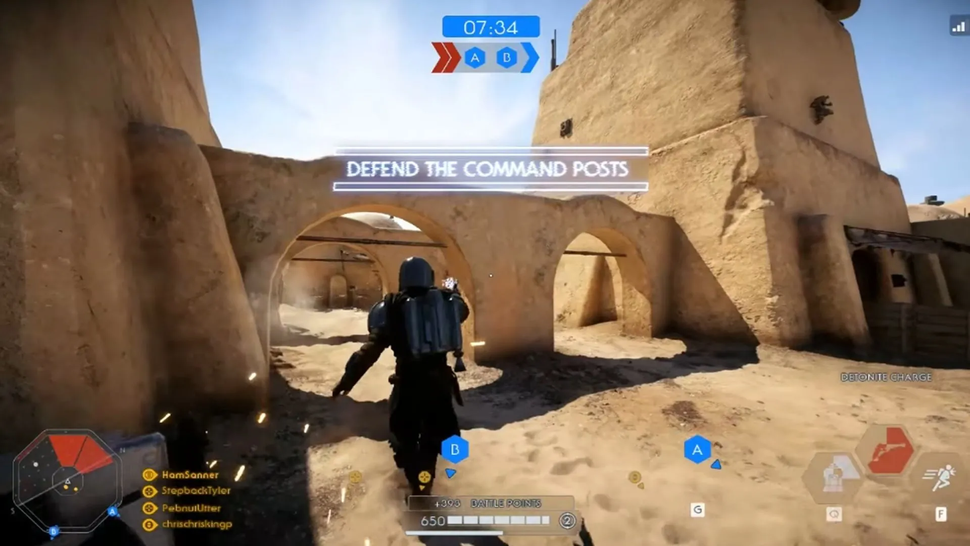Ảnh chụp màn hình gameplay với mod The Mandalorian trong Star Wars Battlefront 2 của EA