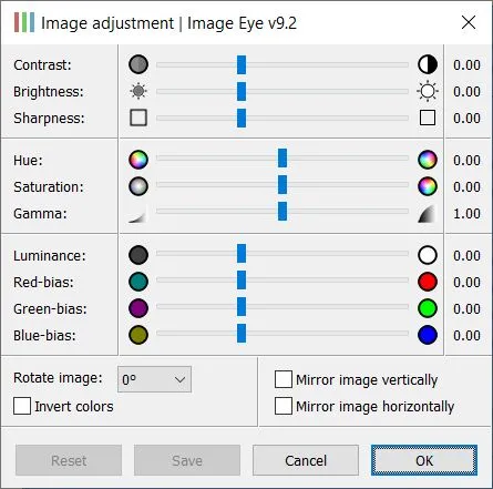 Ảnh chụp màn hình giao diện chỉnh sửa ảnh đơn giản trong ImageEye