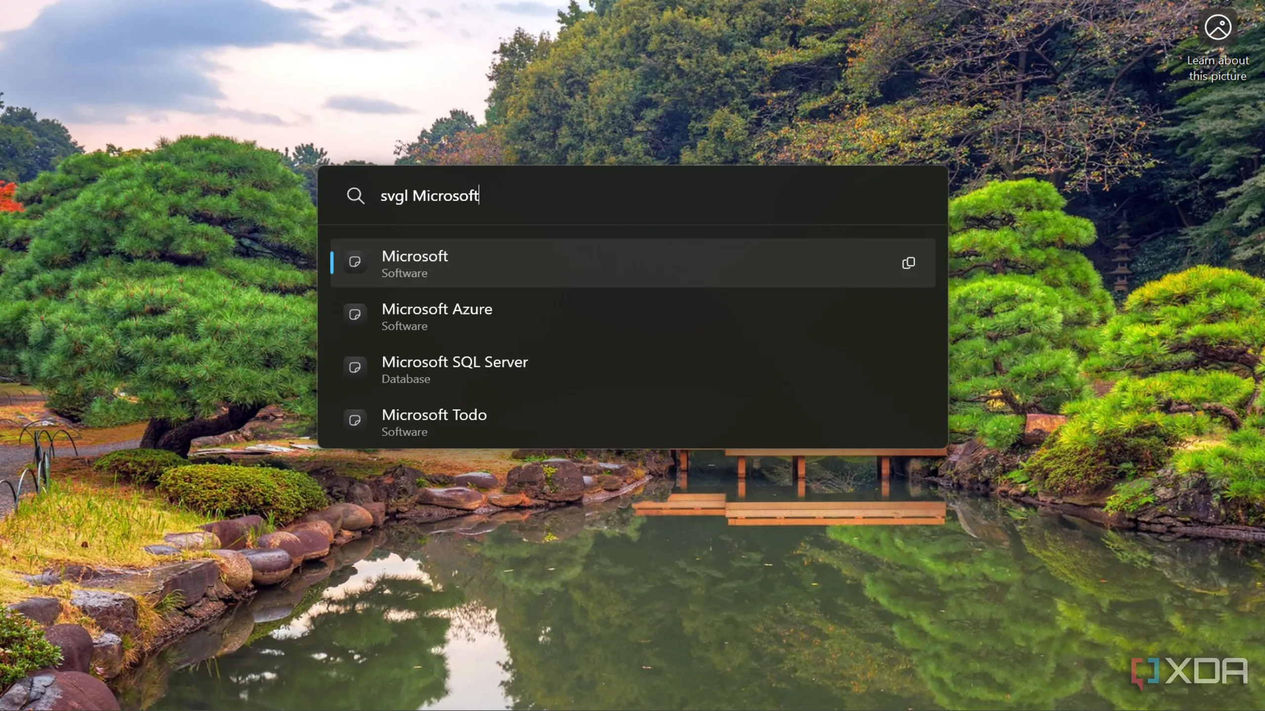 Ảnh chụp màn hình hiển thị plugin SVGL bên thứ ba đang hoạt động trong PowerToys Run trên Windows