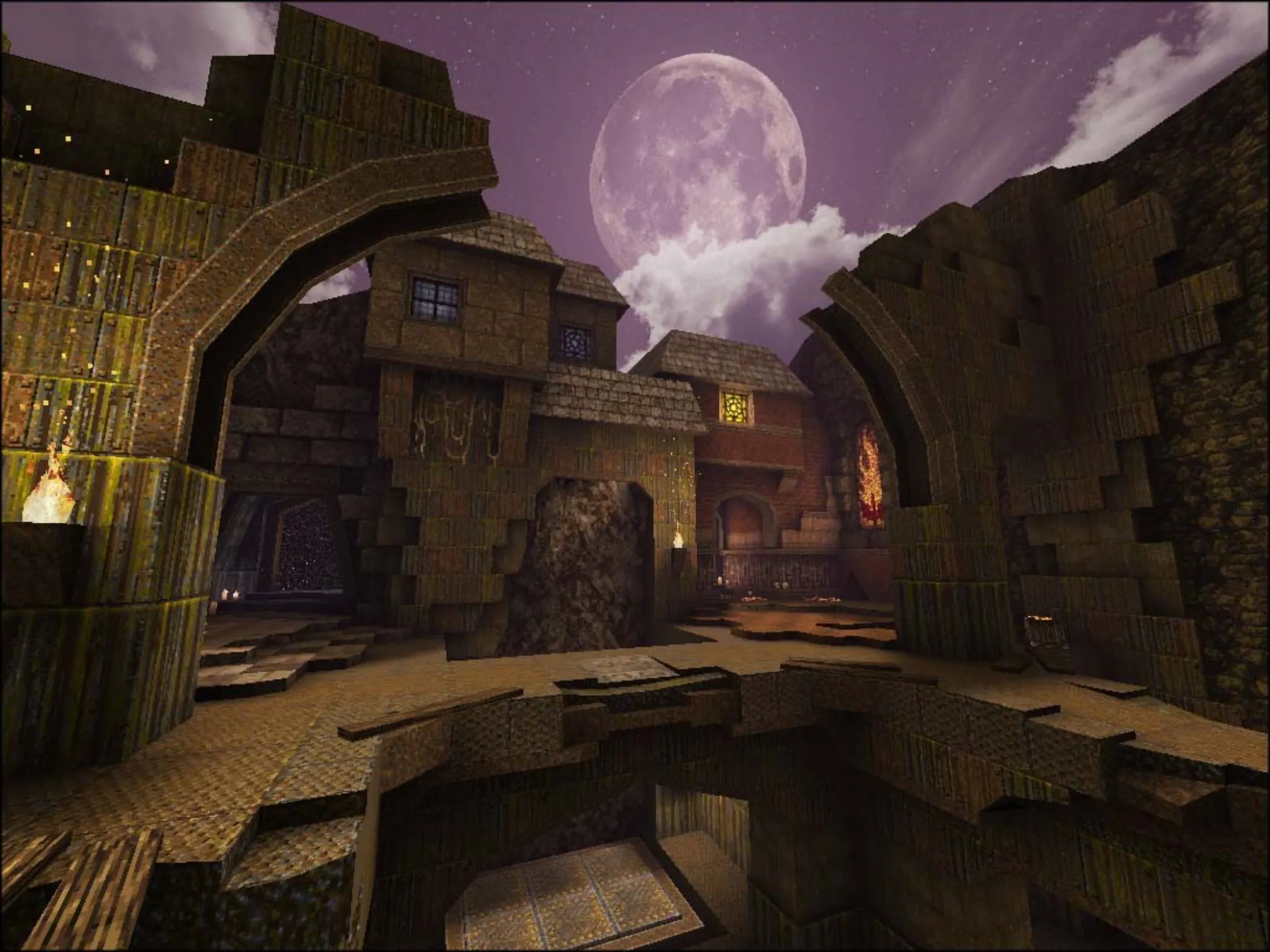 Ảnh chụp màn hình Quake Arcane Dimensions, hiển thị môi trường game chi tiết với quái vật mới