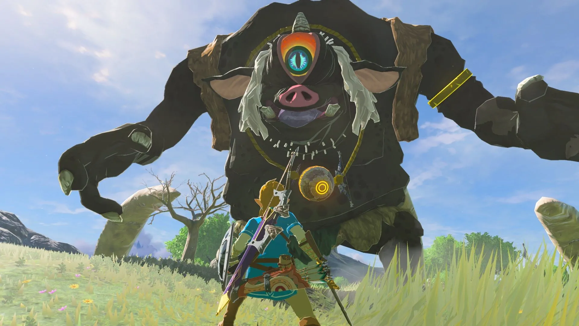 Ảnh chụp màn hình từ trò chơi The Legend of Zelda Breath of the Wild Switch 2 Edition, hiển thị cảnh gameplay sống động trên console Nintendo Switch 2.