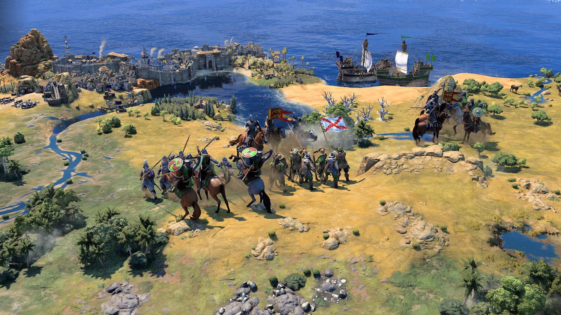 Bản đồ thế giới trong Civilization VII hiển thị các vùng đất, thành phố và biên giới lãnh thổ của các nền văn minh khác nhau
