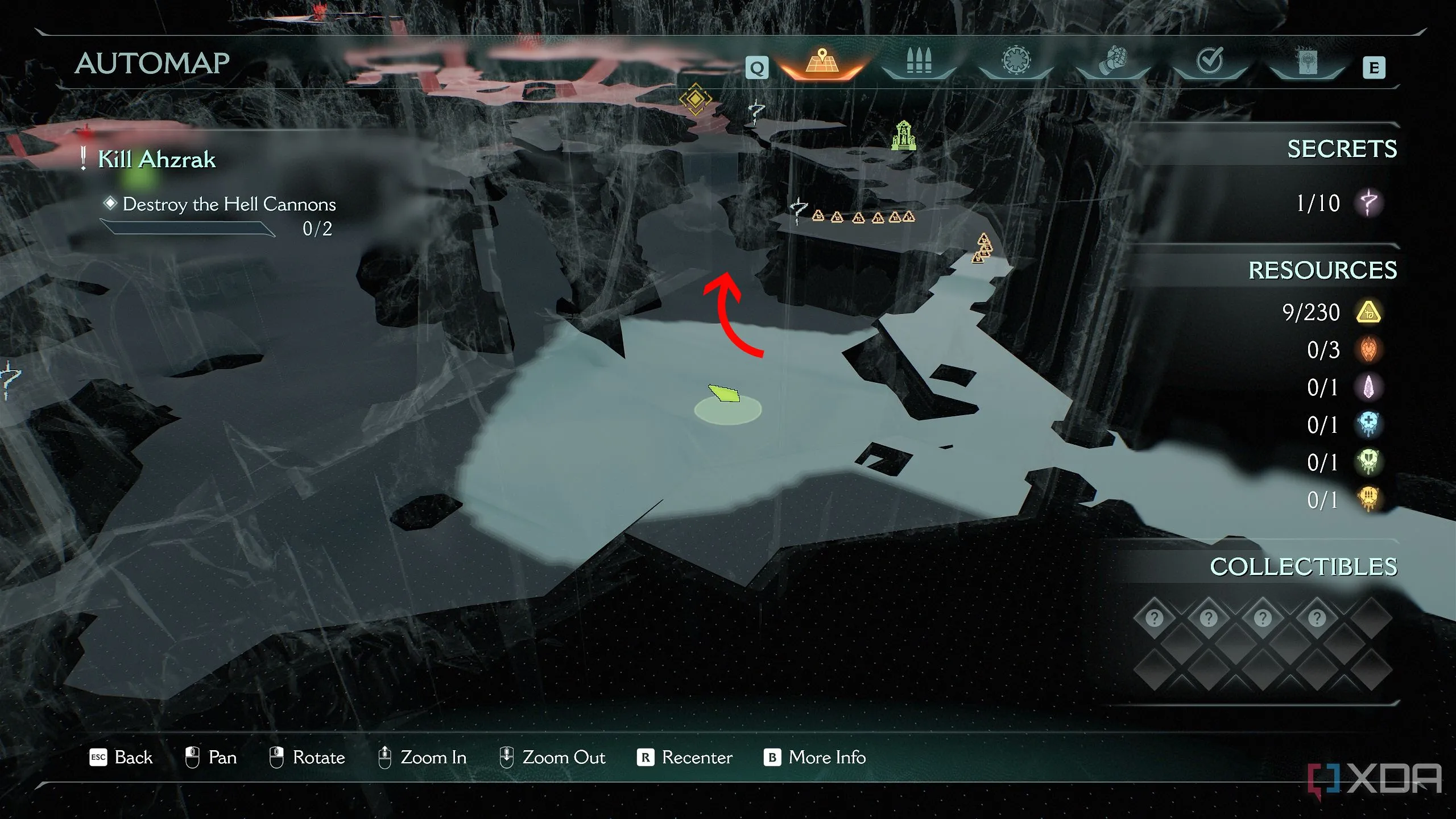 Bản đồ tự động 3D hiển thị vị trí khu vực bí mật 2 trong Doom The Dark Ages Chapter 10