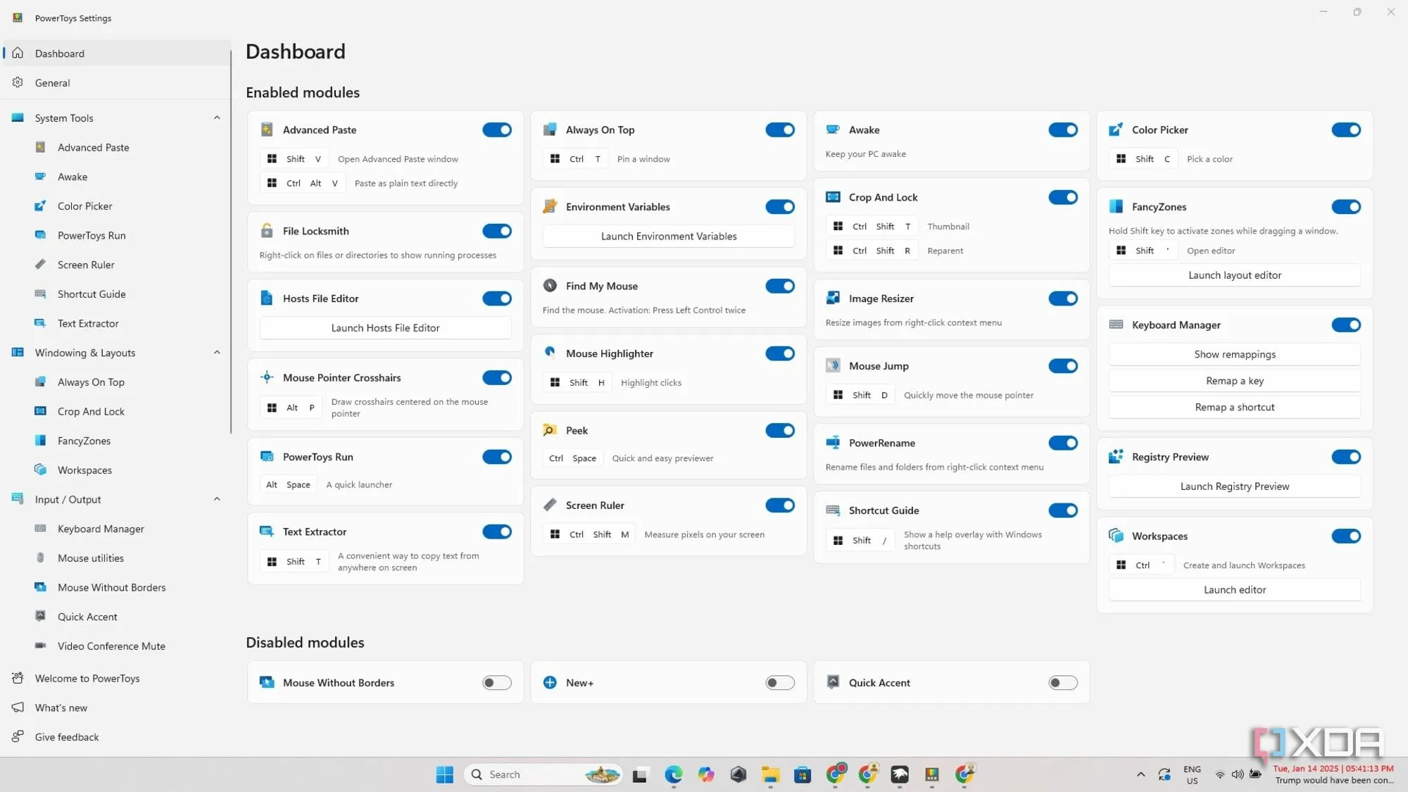 Bảng điều khiển Keyboard Manager trong ứng dụng PowerToys