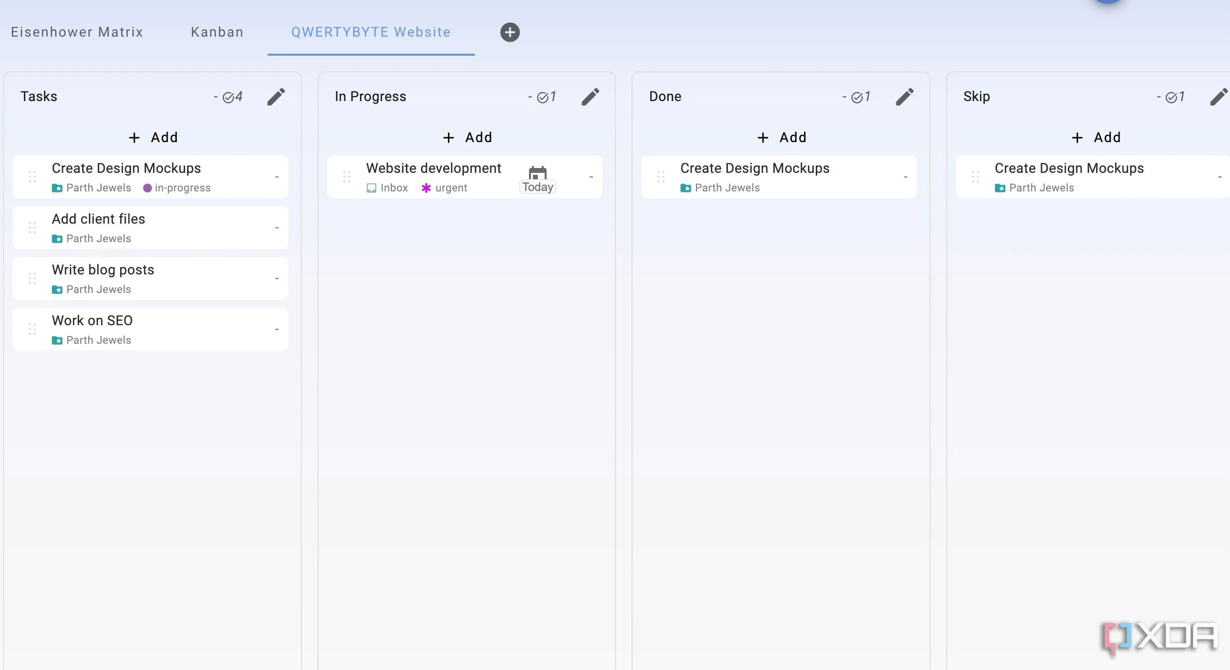 Bảng Kanban tùy chỉnh trong Super Productivity giúp quản lý dự án trực quan