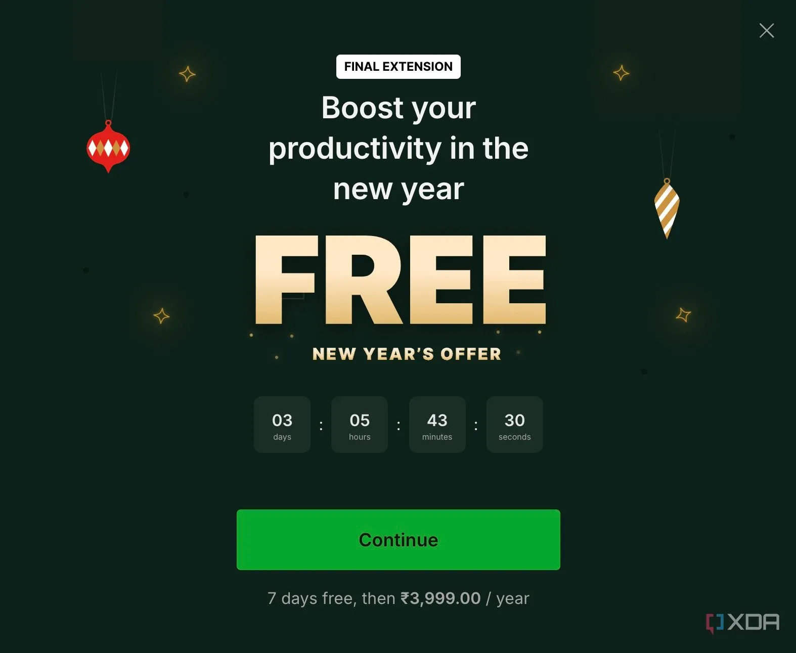 Banner quảng cáo nâng cấp trong Evernote gây khó chịu