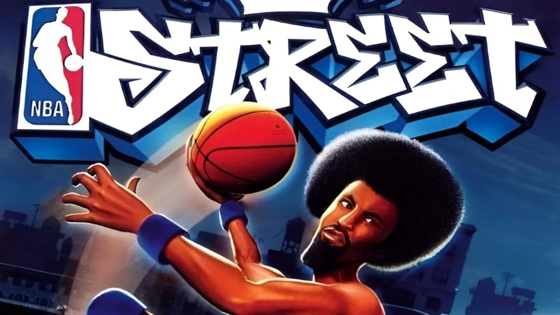 Bìa đĩa game NBA Street trên PlayStation 2, thể hiện phong cách bóng rổ đường phố