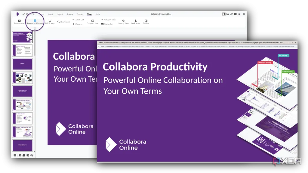 Biểu tượng và giao diện Collabora Online nhấn mạnh tính năng kiểm soát quyền riêng tư dữ liệu.