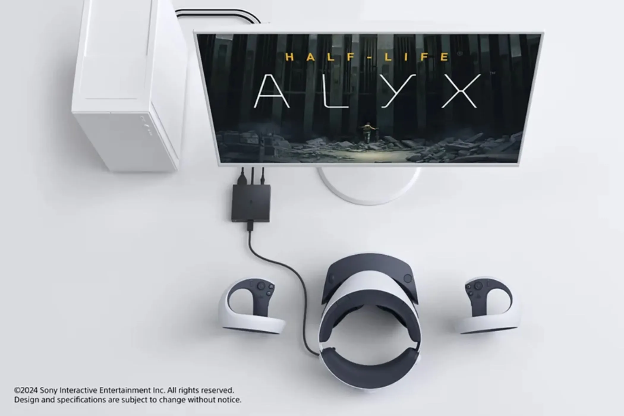 Bộ chuyển đổi PlayStation VR2 PC đang hoạt động với một PC chơi Half-Life Alyx