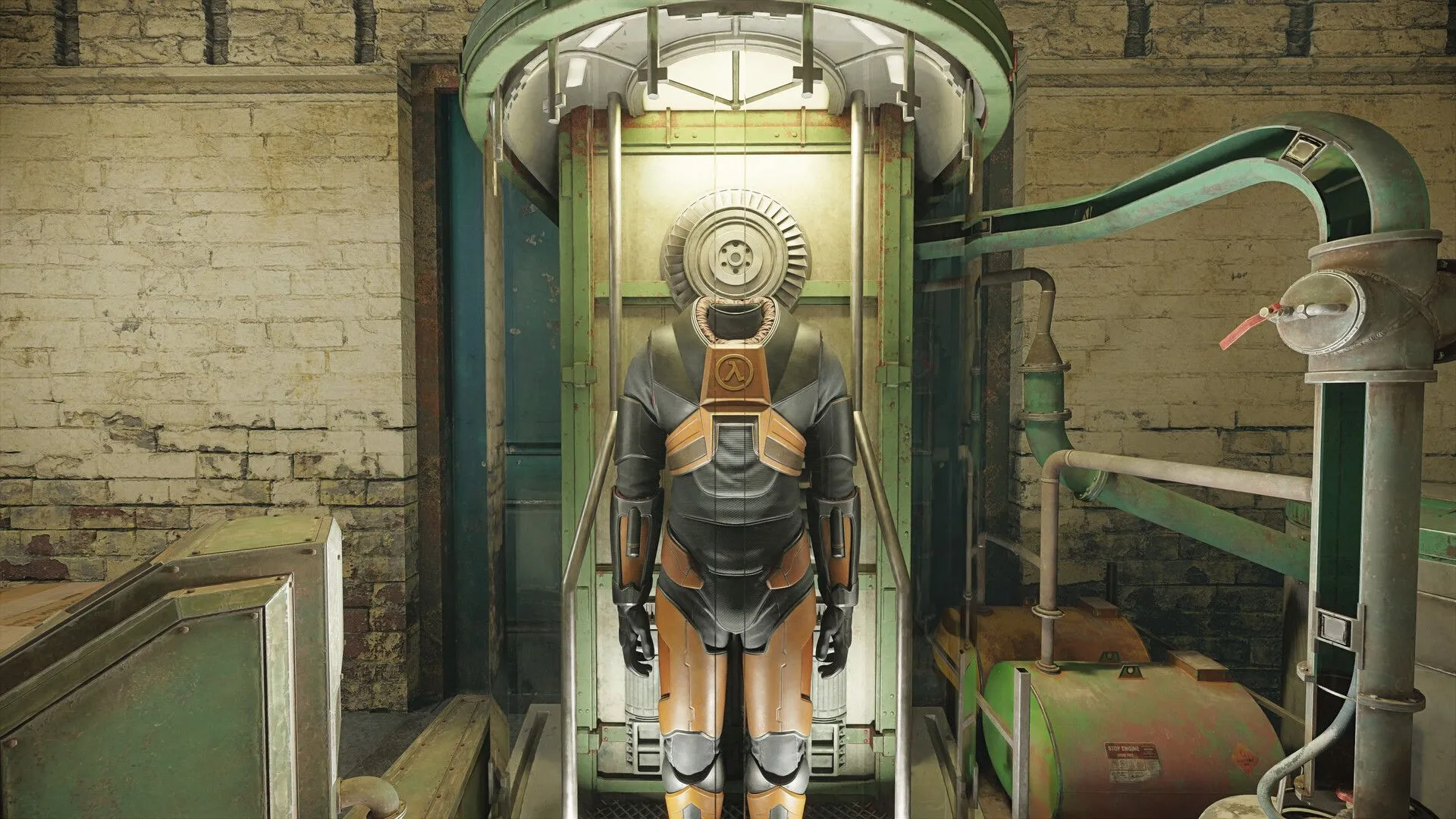 Bộ giáp HEV của Gordon Freeman được tái tạo chi tiết trong Half-Life 2 RTX